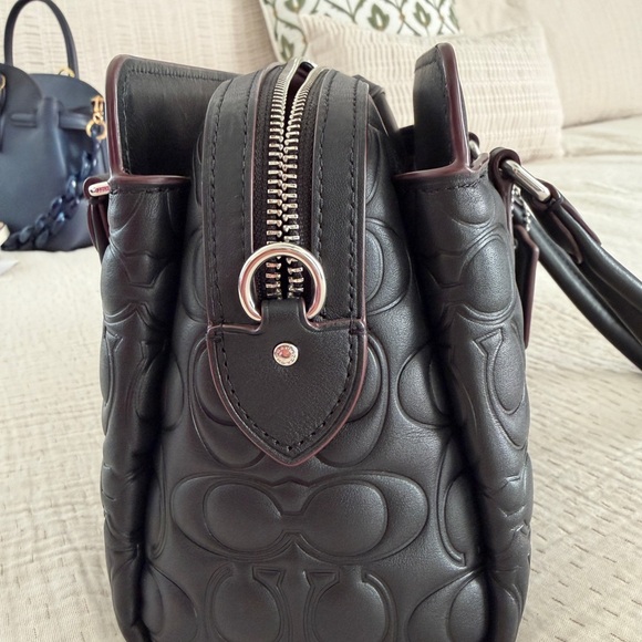 Coach Mini Darcie Carryall Black Embossed Satchel - Picture 5 of 8